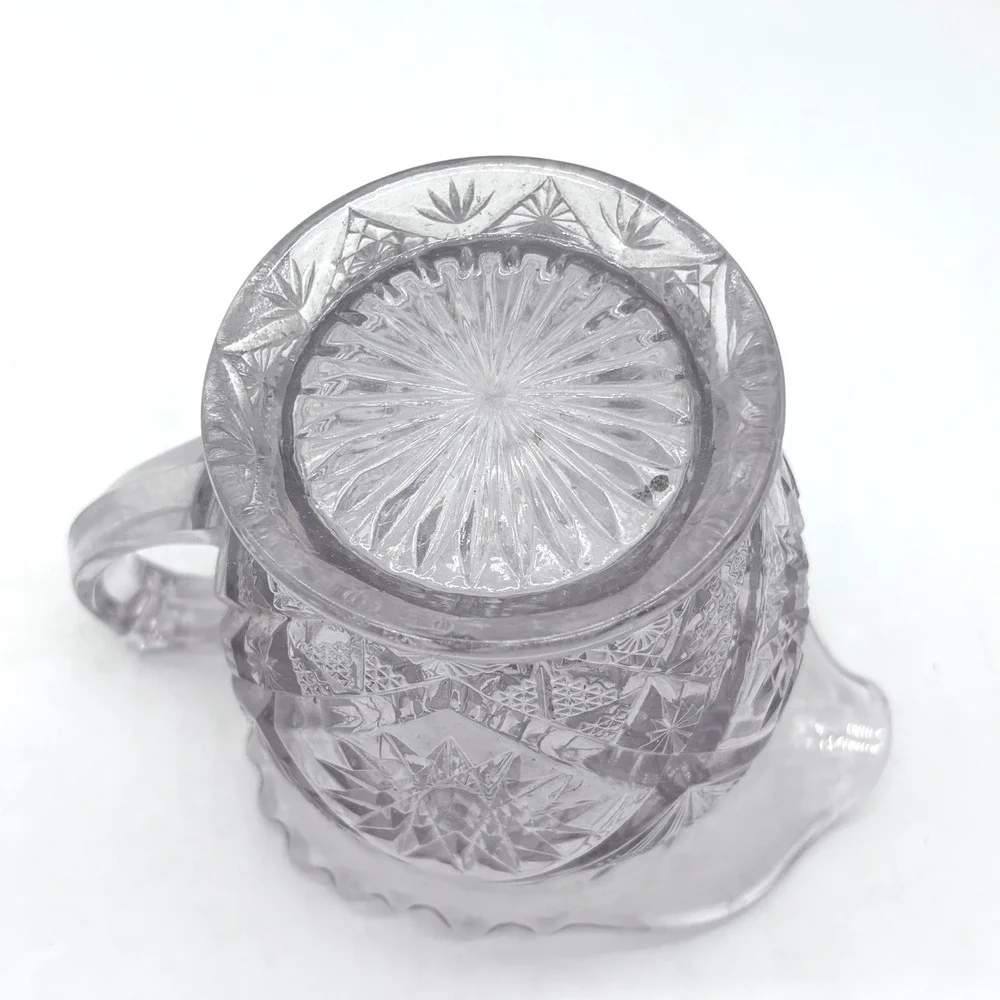 Vintage Glass Creamer Pitcher Small Clear Sun EAPG Starburst Aesthetic